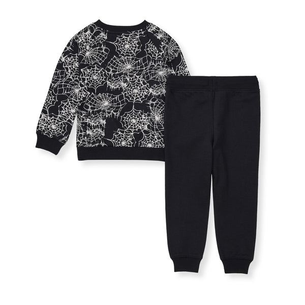 Spiderwebs Boy Organic Shirt & Pants Set - Onyx