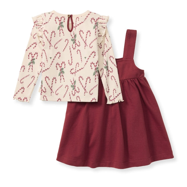 Organic Cotton Dress Set - Dancing Candy Canes