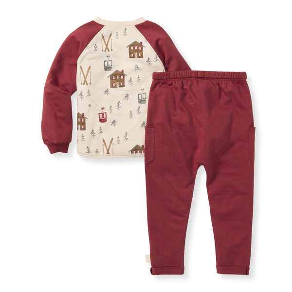 Organic Cotton Sweatshirt and Pants Set - Holiday in the Alps