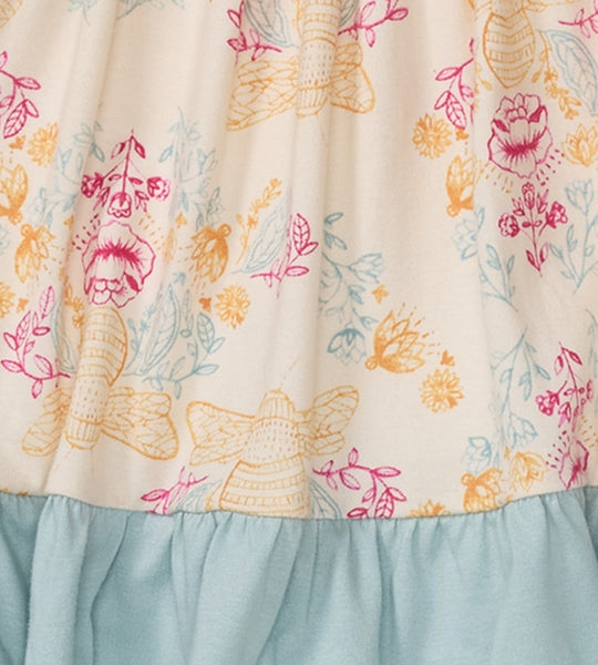 Honey Bee Toile Dress & Diaper Cover - Oat