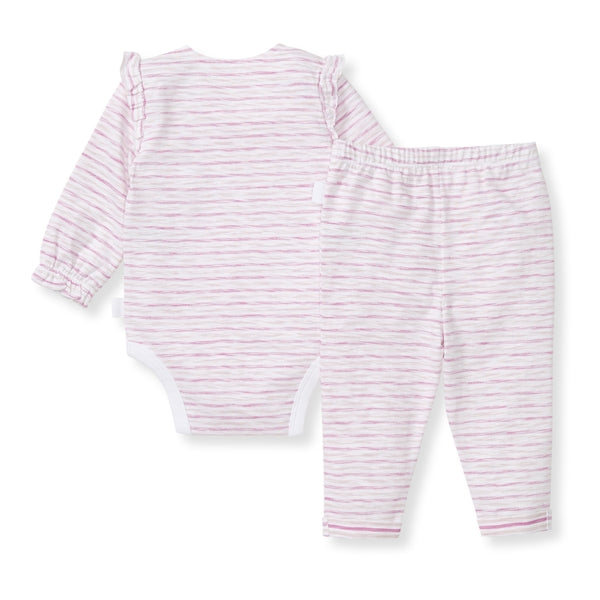 Slub Stripe Baby Neutral Bodysuit Set - Crocus