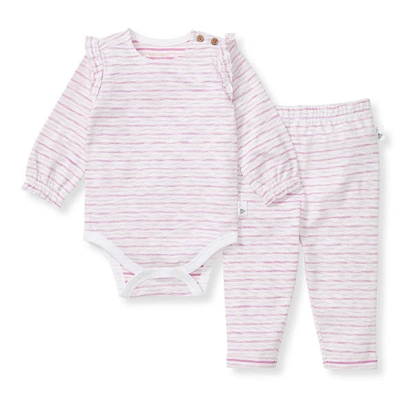 Slub Stripe Baby Neutral Bodysuit Set - Crocus