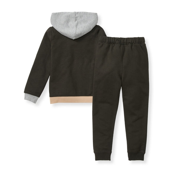 Color Blocked Hoodie & Pant Set - Shadow