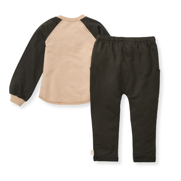 Organic Cotton Raglan Crewneck & Pant Set - Ginger