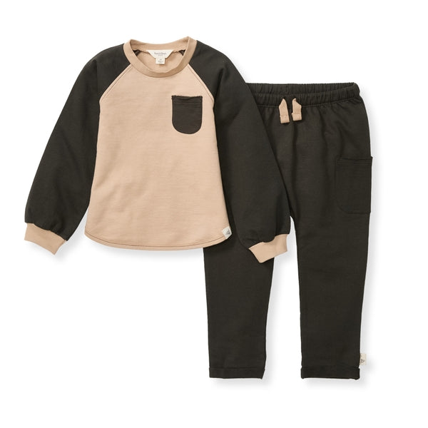 Organic Cotton Raglan Crewneck & Pant Set - Ginger