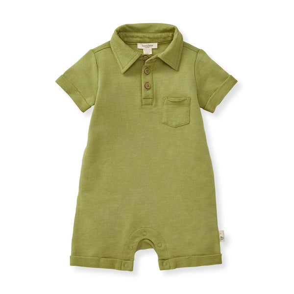 Organic Polo Romper - Iguana