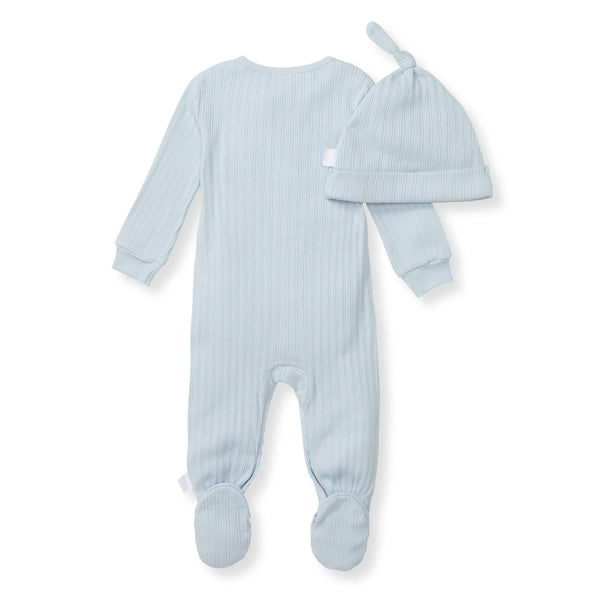 Sweet Rib Jumpsuit & Hat Set - Ocean