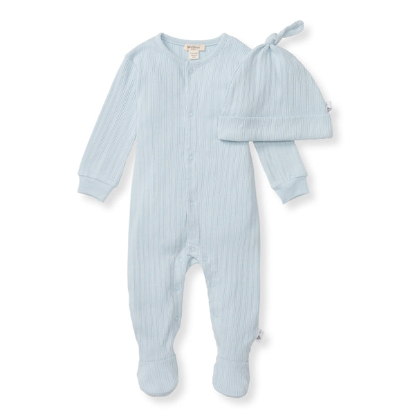 Sweet Rib Jumpsuit & Hat Set - Ocean