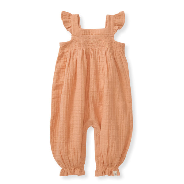 Dotted Muslin Jumpsuit - Peach Puff