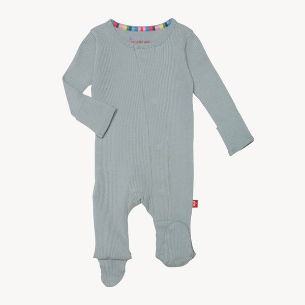 Organic Cotton Ribbed Footie - Mist