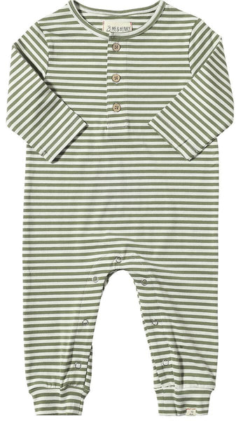 Mason Romper - Sage/White Stripe