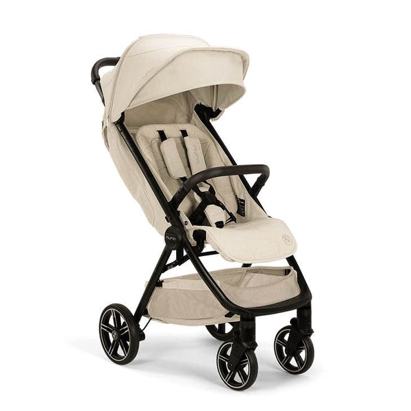 Nuna TRVL lx Compact Stroller with Travel Bag - Mica ( Delicate Neutral Beige BMW Logo)