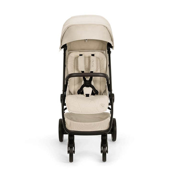 Nuna TRVL lx Compact Stroller with Travel Bag - Mica ( Delicate Neutral Beige BMW Logo)