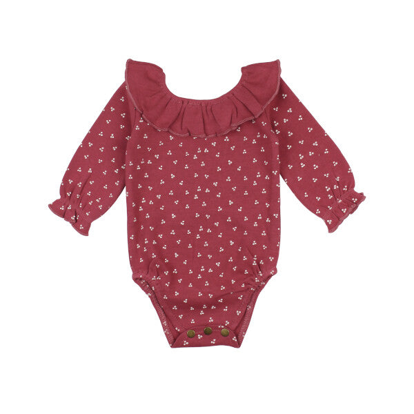 Organic Ruffle Bodysuit - Appleberry Dots