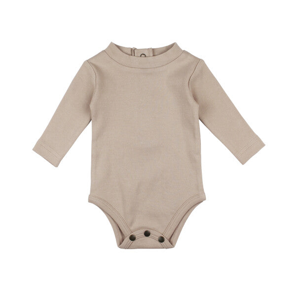 Organic Mock-Neck Long Sleeve Bodysuit - Oatmeal