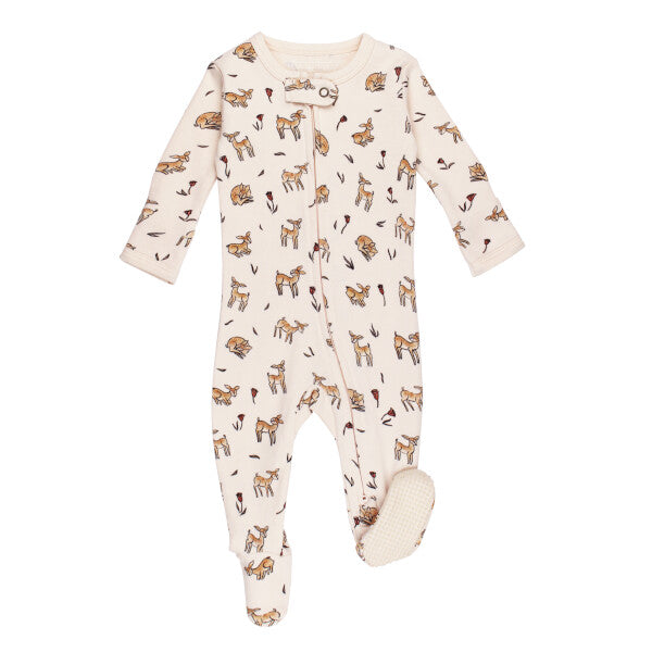 Organic 2-Way Zipper Footie - Doe-a-Deer