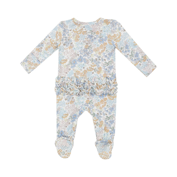 Bamboo Ruffle Back Zipper Footie - Edith's Floral