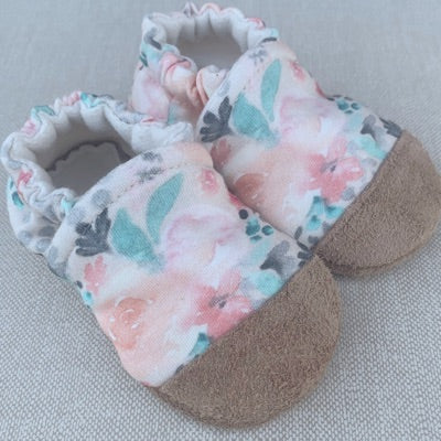 Organic Cotton Knit Slippers - Watercolor Floral