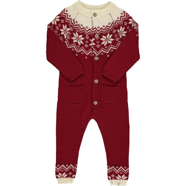 Fair Isle Romper - Red