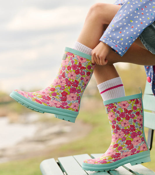 Matte Rain Boots- Groovy Flowers