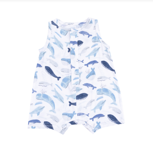 Shortie Romper - Blue Whales