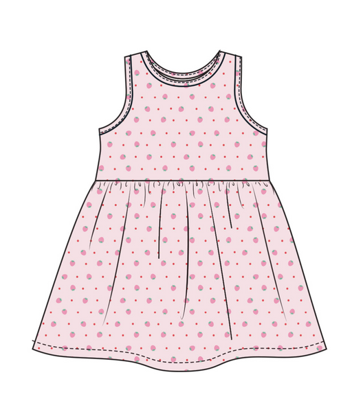 Tank Dress and Bloomer - Strawberry Swiss Dot