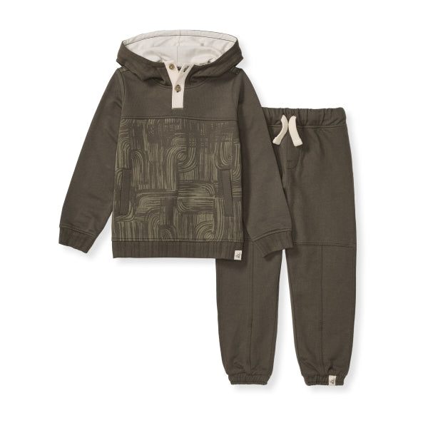 Abstract Waterfalls Organic Sweat Shirt & Pants Set - Camp