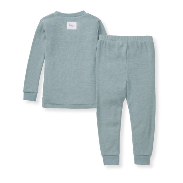 Honeysoft Baby Waffle Thermal Pajamas - Muted Blue