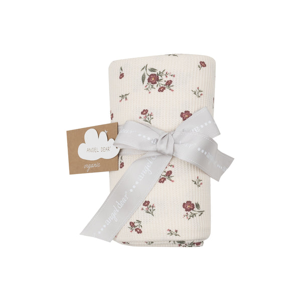 Bamboo Ribbed Swaddle Blanket - Misty Rose Floral