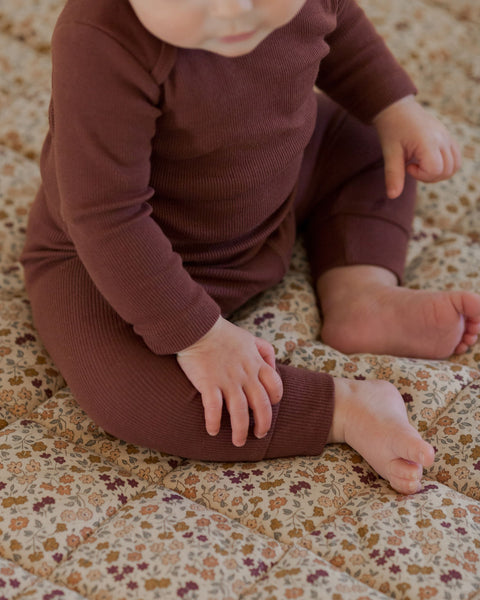 Ribbed Long Sleeve Bodysuit - Plum