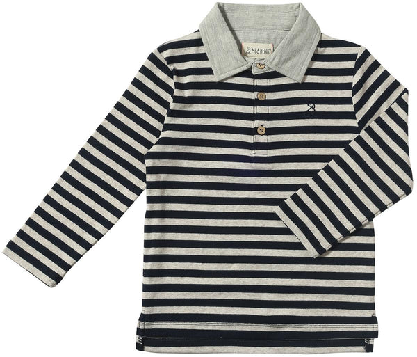 Waverly Polo - Navy/Beige Stripe