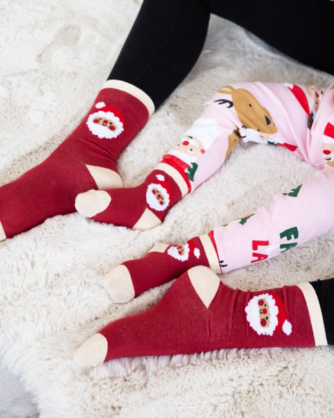 Parent & Baby Christmas Santa Holiday Sock Set