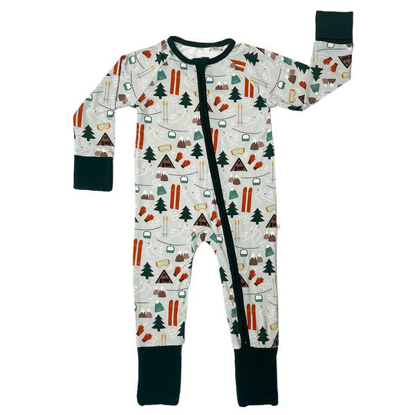 Bamboo Convertible Baby Pajamas - Ski Day