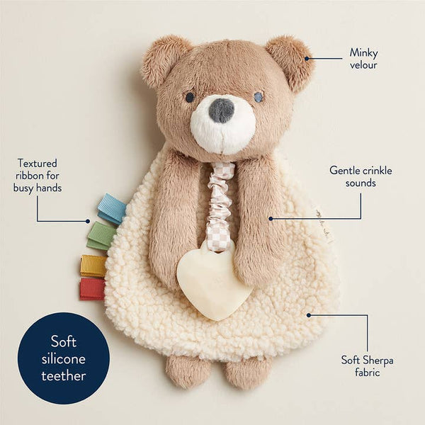 Itzy Lovey Bear Plush with Silicone Teether Toy