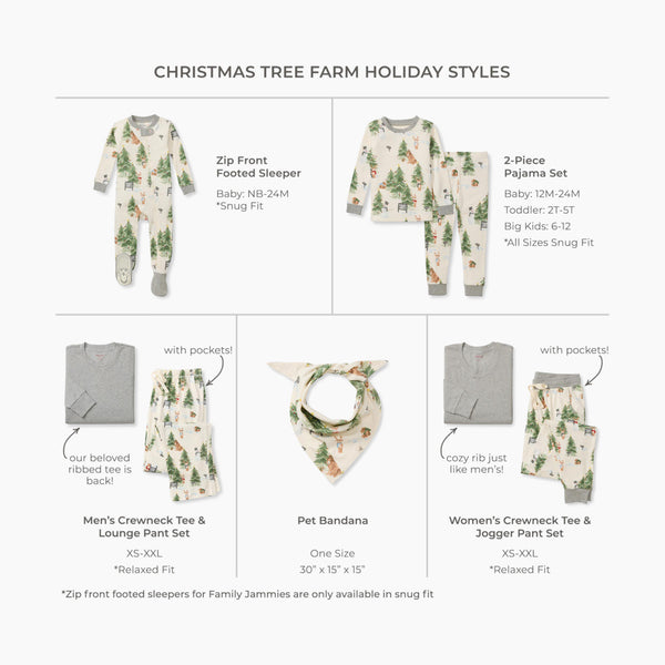 Women's Crew Neck Tee & Jogger Pant PJ Set - Christmas Tree Farm