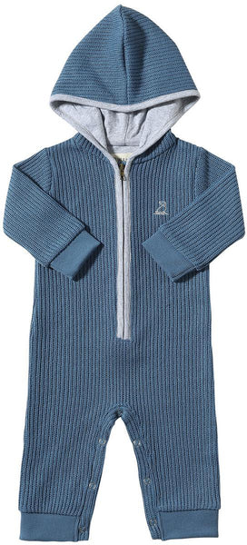 Blaine Knit Hooded Romper - Blue