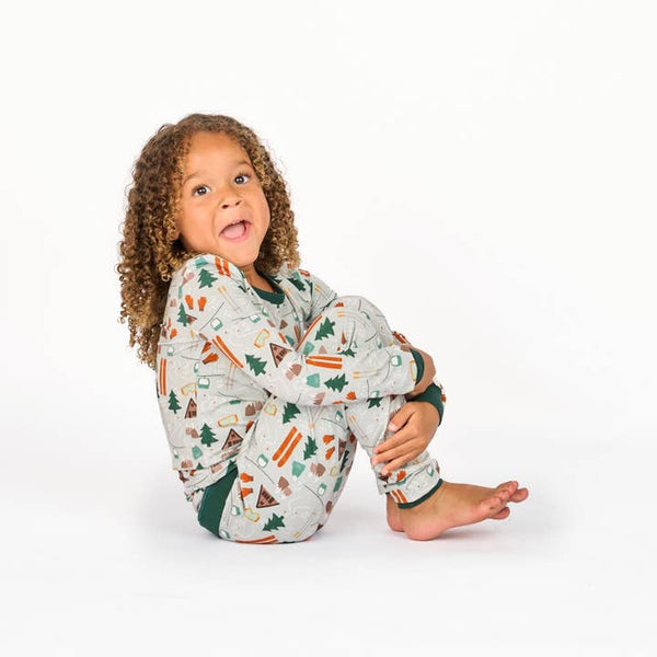 Bamboo Two Piece Long Sleeve Pajamas - Ski Day