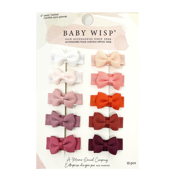 10-Piece Tiny Tuxedo Snap Hair Bows - Coral Kingdom