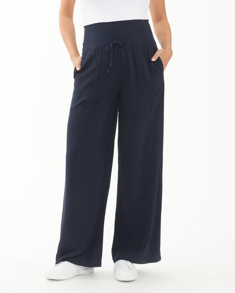 Marlow Shirred Pant - Navy