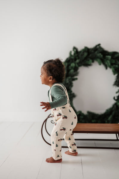 Baby Suspender Overalls - Christmas Truck