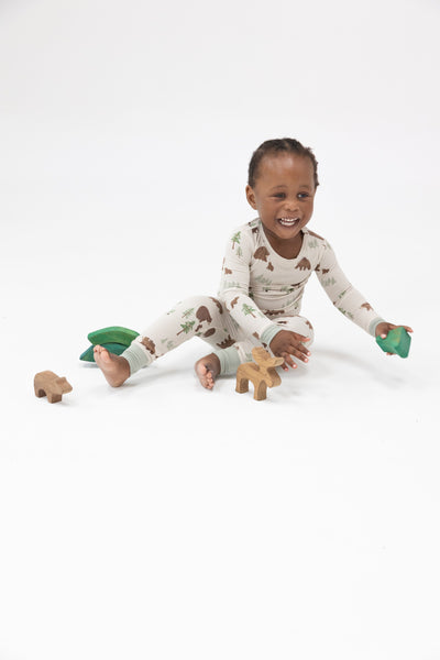 Long Sleeve Bamboo Loungewear Set - Sweet Brown Bears