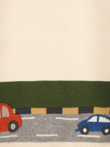 Cars Jacquard Knit Baby Raglan Sweater