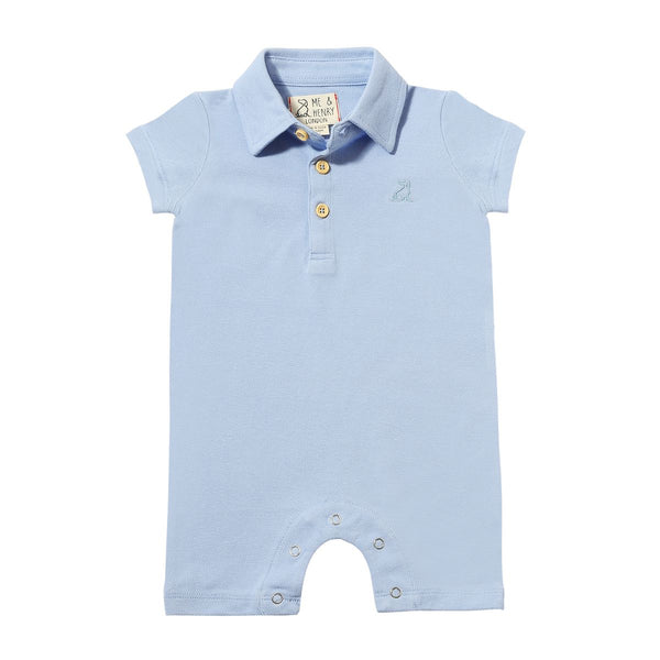 Drift Polo Romper - Blue Pique