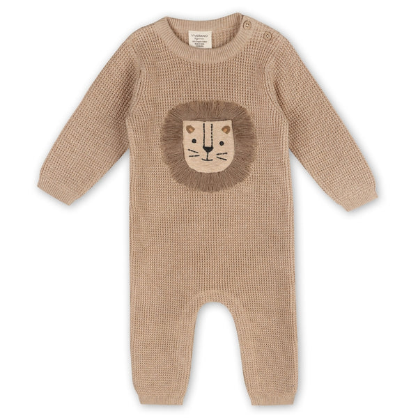 Lion Applique Chunky Sweater Knit Jumpsuit