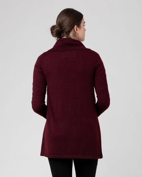 Knit Cowl Neck Nursing Top - Burgundy