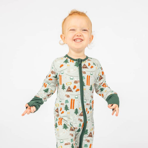 Bamboo Convertible Baby Pajamas - Ski Day