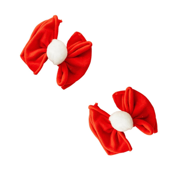 2-Pack Novelty Hair Clips - Cherry/White Pom