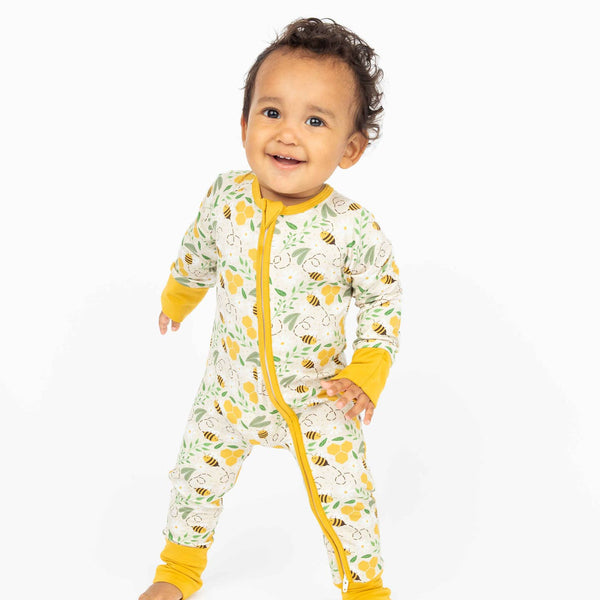 Bamboo Baby Convertible Romper - Happy Honey Bees