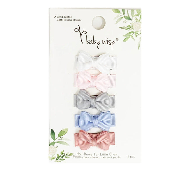 5-Piece Tiny Tuxedo Snap Hair Bows - Various Colors