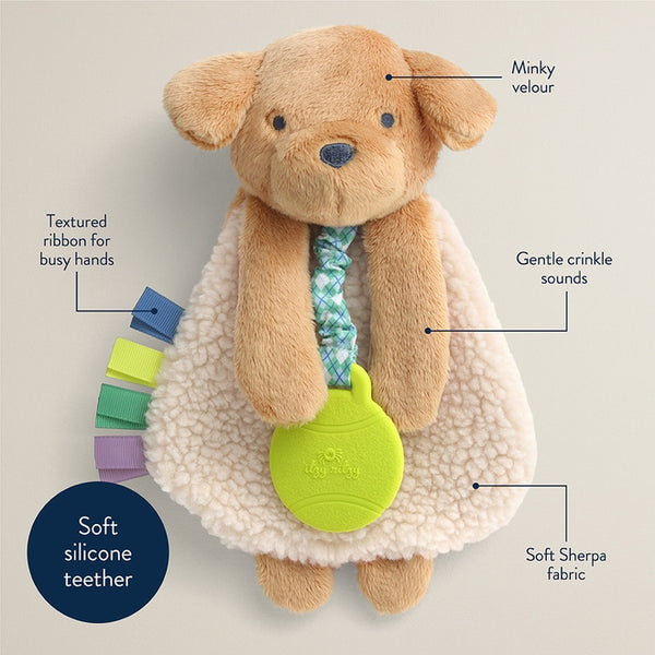 Itzy Lovey Puppy Plush with Silicone Teether Toy